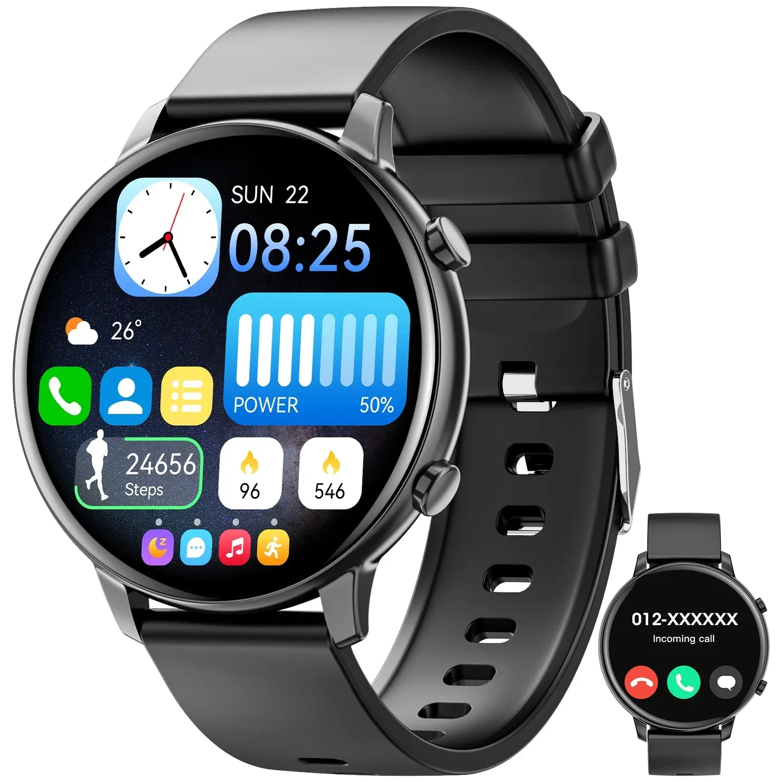 2024 New Men'S Smart Watch 1.39 Inches, with Answer/Make Calls/Message Reminder/Step Tracker, with Activity Fitness Tracker Watch, for Android Iphone Devices (Black)