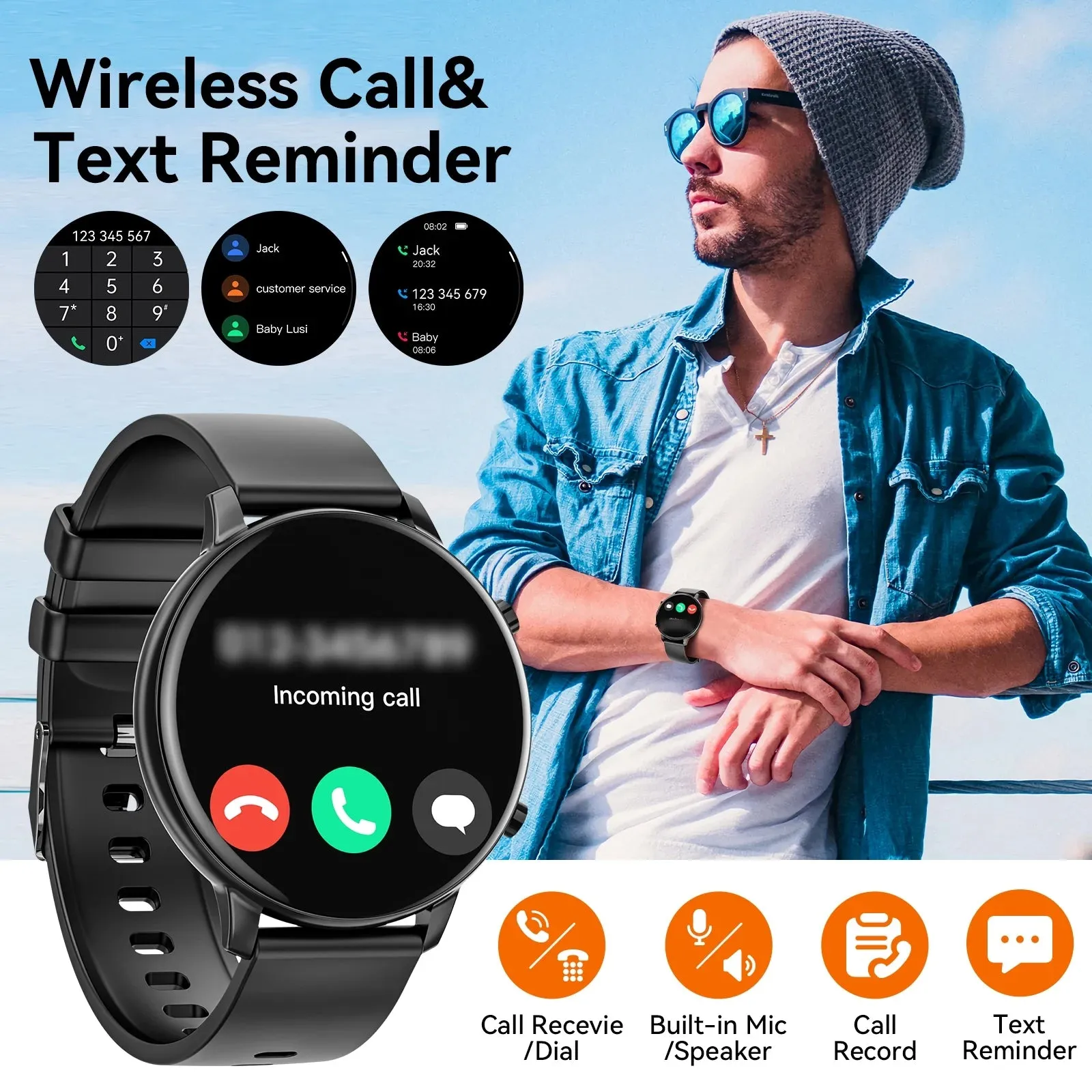 2024 New Men'S Smart Watch 1.39 Inches, with Answer/Make Calls/Message Reminder/Step Tracker, with Activity Fitness Tracker Watch, for Android Iphone Devices (Black)