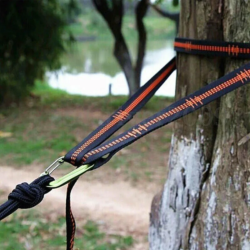 2Pcs Hammock Straps Special Reinforced Polyester Straps 5 Ring High Load-Bearing Barbed Black Outdoor Camping Hammock Straps