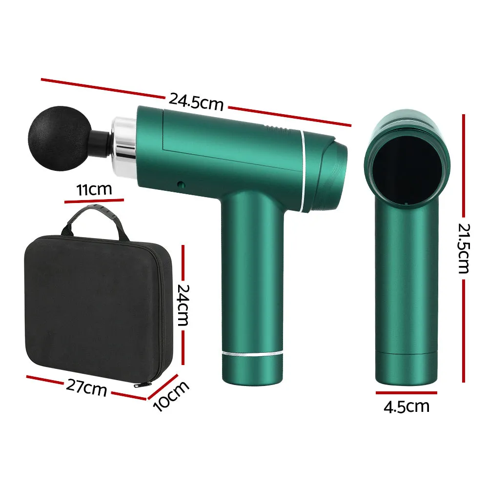 30 Speed Massage Gun 6 Head Vibration Muscle Massager Percussion Relief - Green