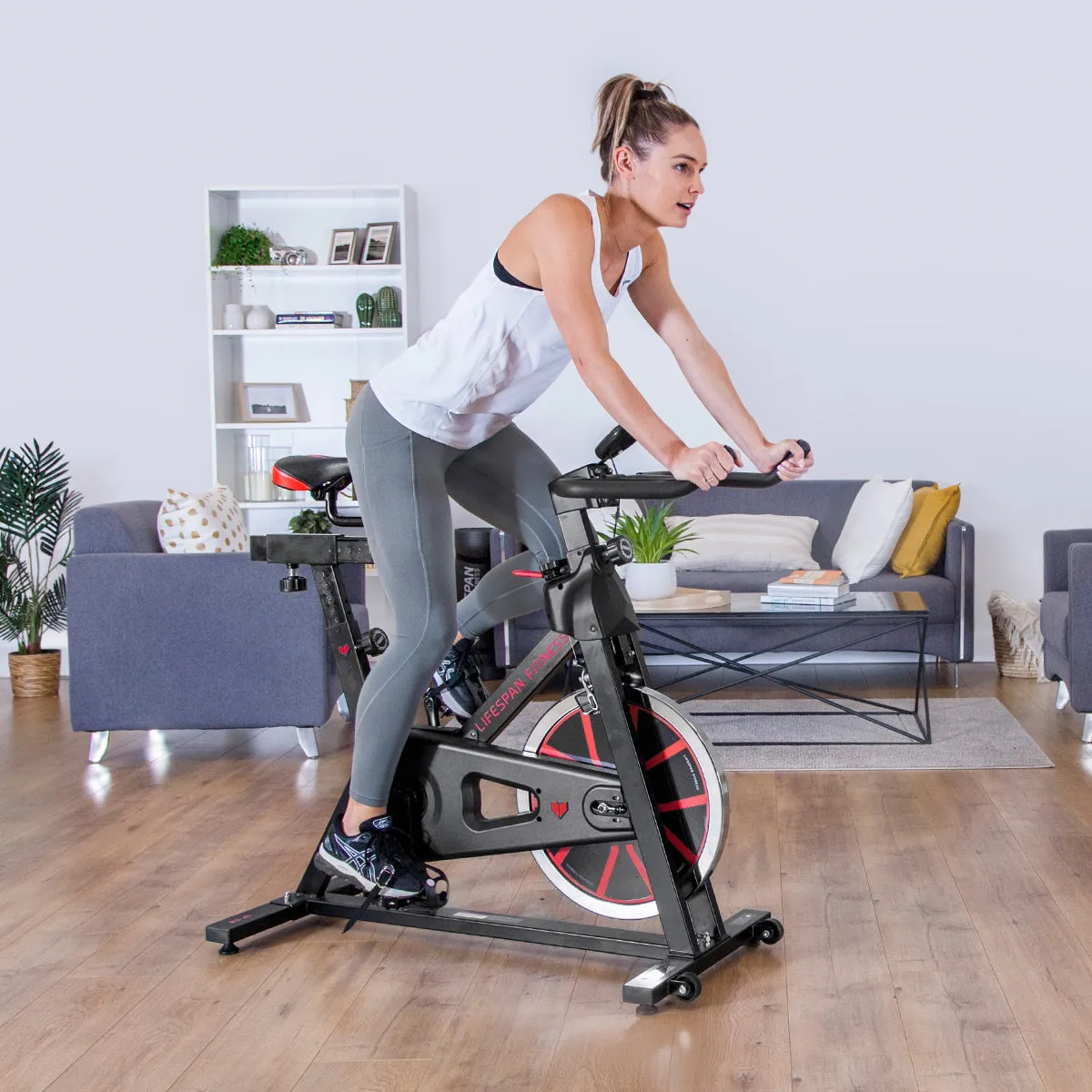 Adjustable Spin Bike w/ Heavy Flywheel, Racing Seat - Lifespan Fitness