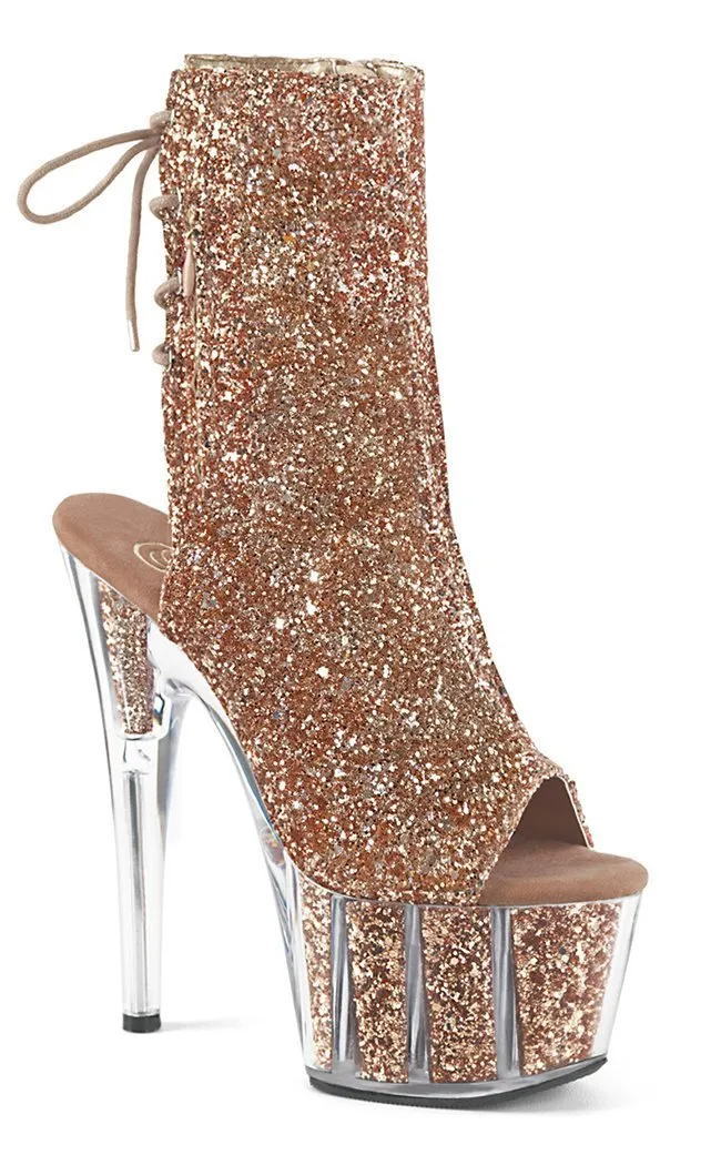 ADORE-1018G Rose Gold Glitter Ankle Boots