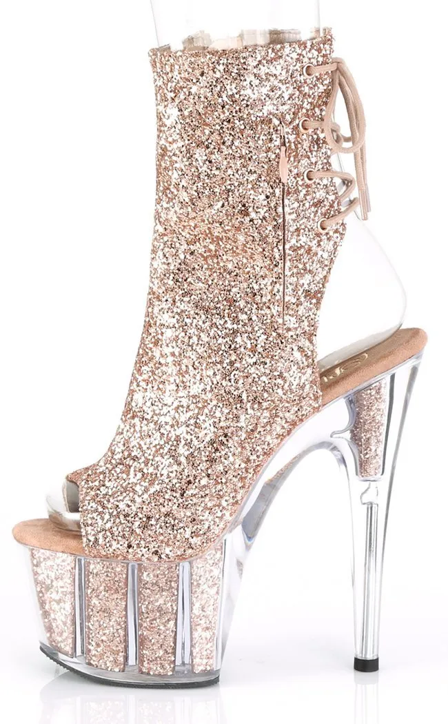 ADORE-1018G Rose Gold Glitter Ankle Boots