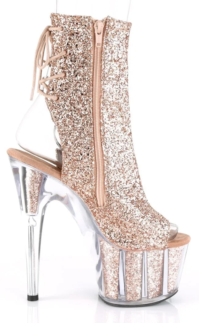 ADORE-1018G Rose Gold Glitter Ankle Boots