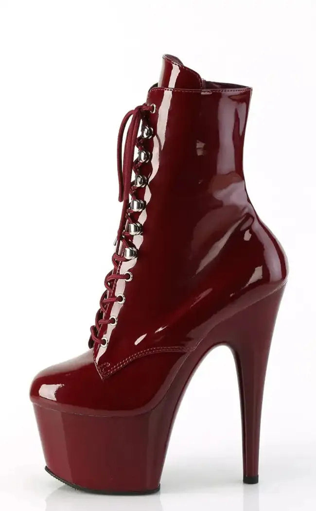 ADORE-1020 Burgundy Patent Ankle Boots