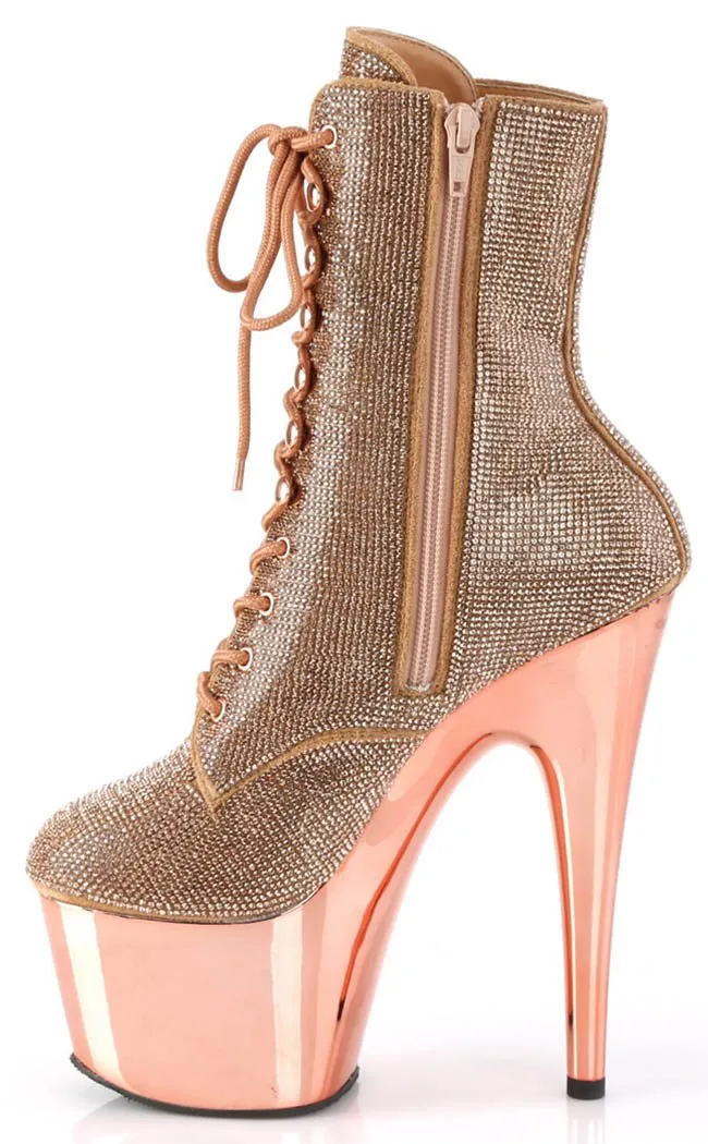 ADORE-1020CHRS Rose Gold Chrome & Rhinestone Boots