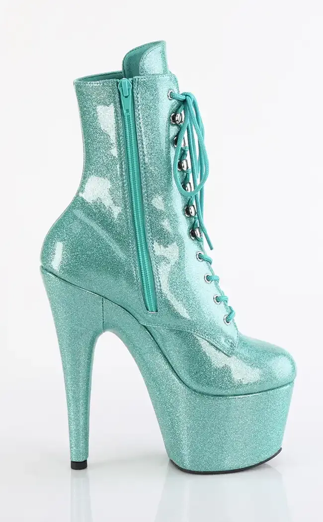 ADORE-1020GP Aqua Glitter Patent Ankle Boots