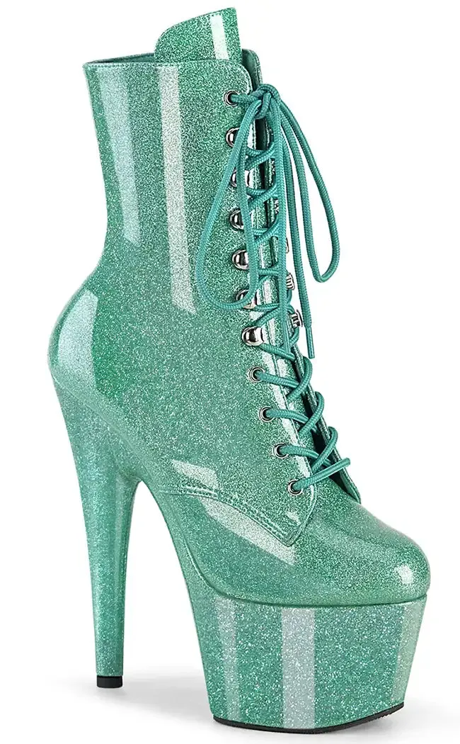 ADORE-1020GP Aqua Glitter Patent Ankle Boots