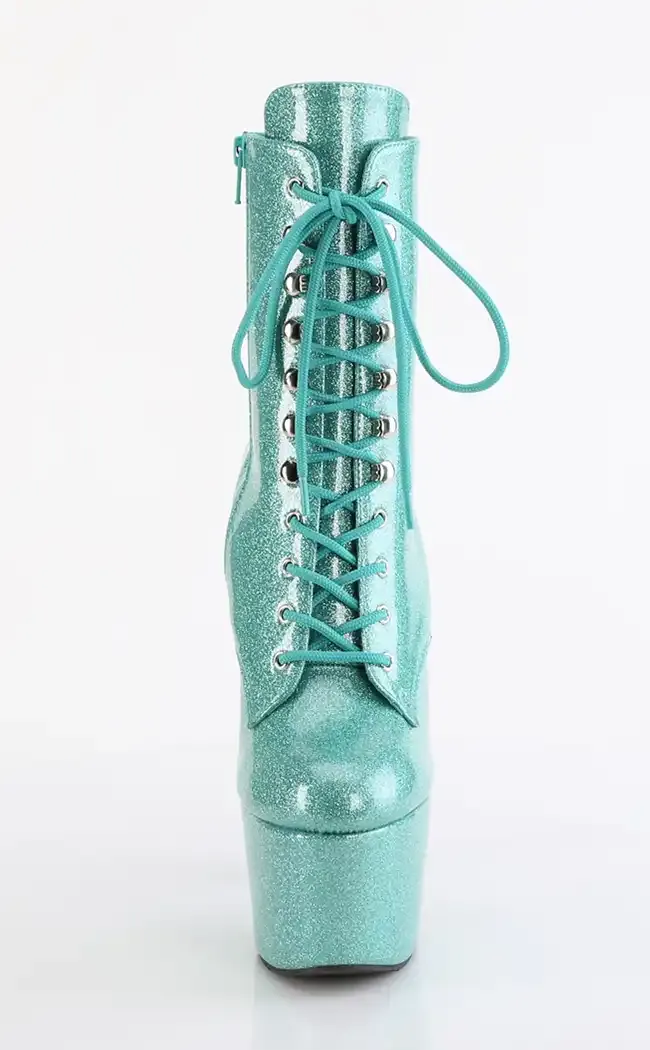 ADORE-1020GP Aqua Glitter Patent Ankle Boots