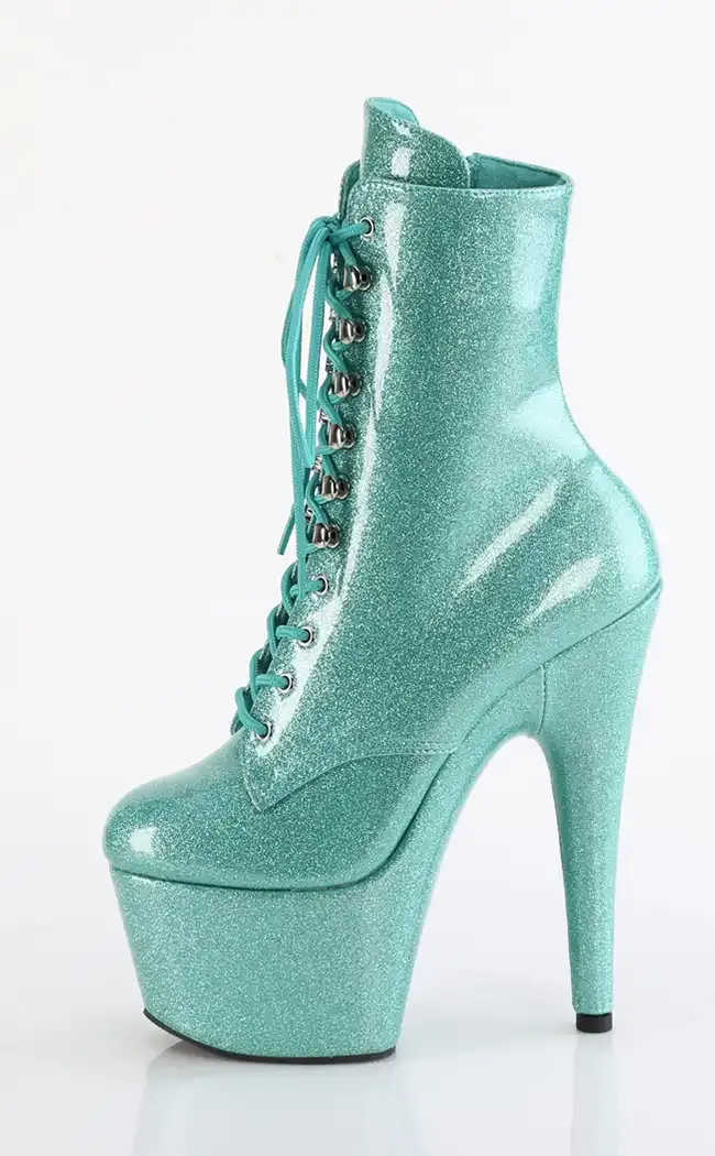 ADORE-1020GP Aqua Glitter Patent Ankle Boots