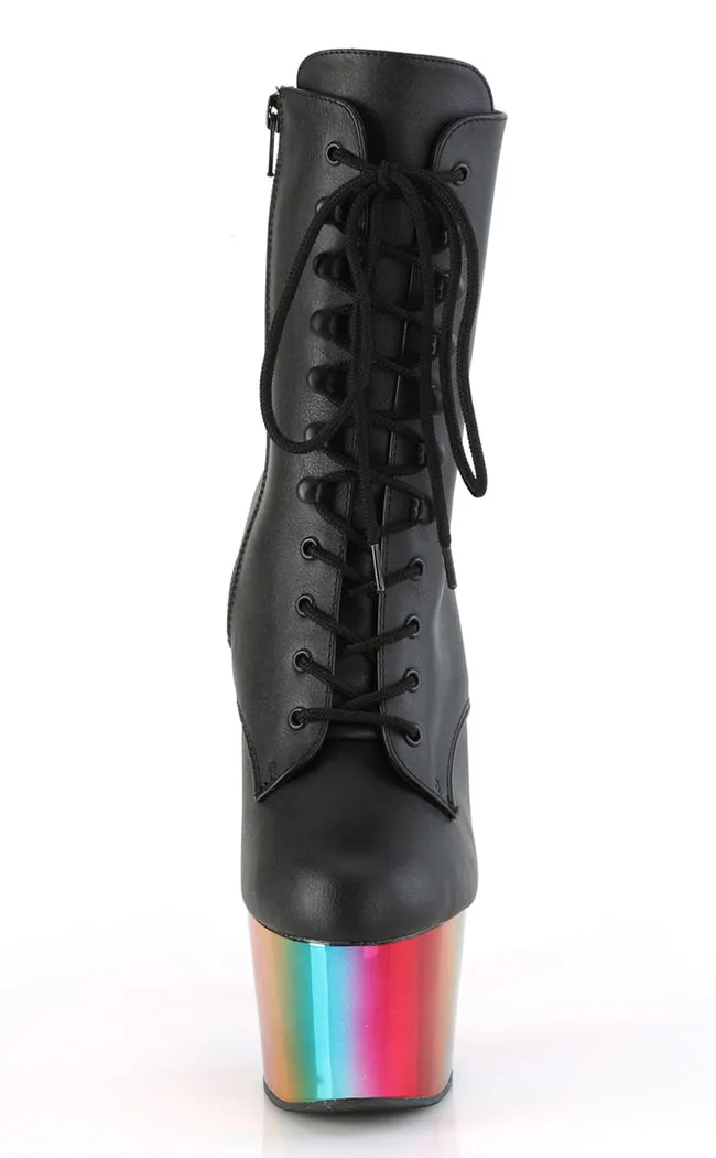 ADORE-1020RC Black Matte Rainbow Chrome Boots