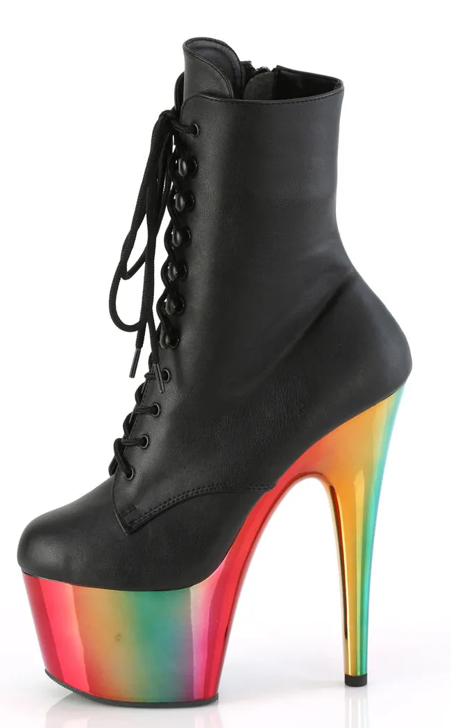 ADORE-1020RC Black Matte Rainbow Chrome Boots