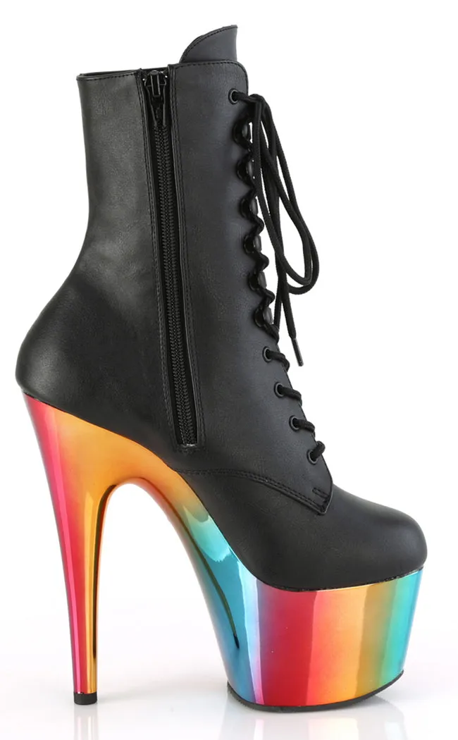 ADORE-1020RC Black Matte Rainbow Chrome Boots