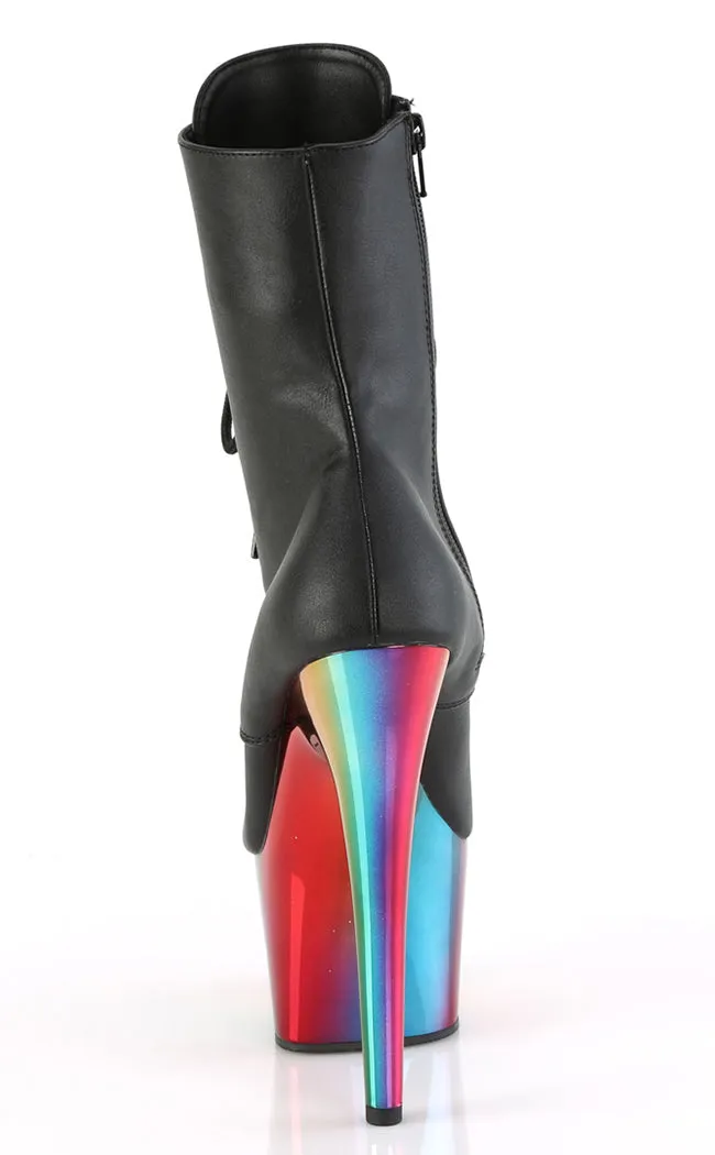 ADORE-1020RC Black Matte Rainbow Chrome Boots