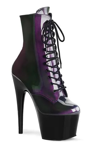 ADORE-1020SHG Purple & Olive Hologram Ankle Boots