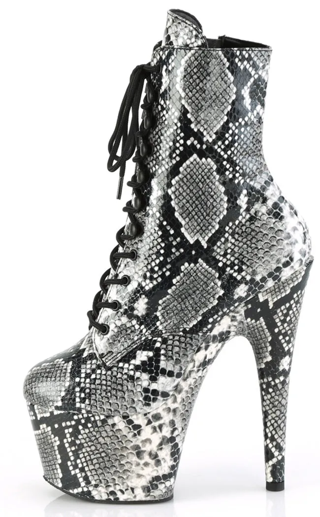 ADORE-1020SPWR Black Snake Print Ankle Boots