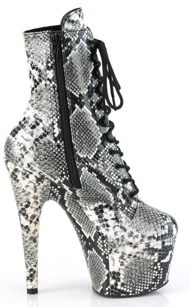 ADORE-1020SPWR Black Snake Print Ankle Boots