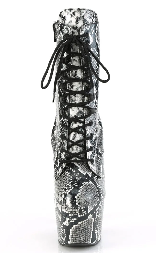 ADORE-1020SPWR Black Snake Print Ankle Boots