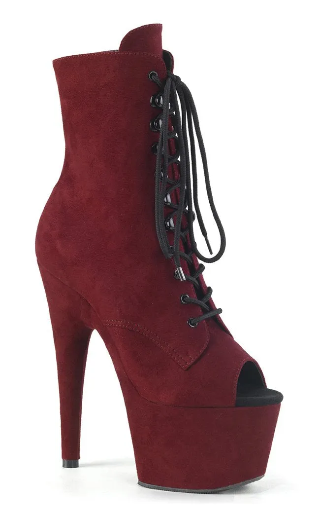 ADORE-1021FS Burgundy Suede Peeptoe Ankle Boots