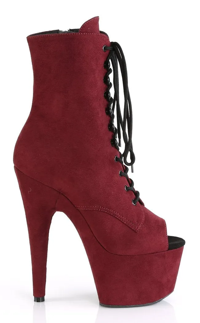 ADORE-1021FS Burgundy Suede Peeptoe Ankle Boots