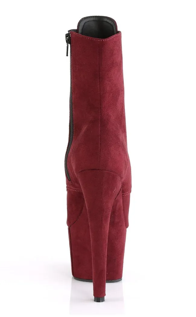 ADORE-1021FS Burgundy Suede Peeptoe Ankle Boots