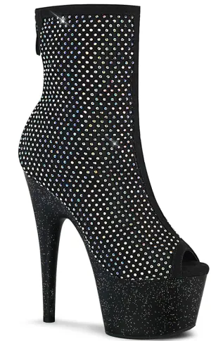 ADORE-1031 Black Rhinestone Mesh Booties