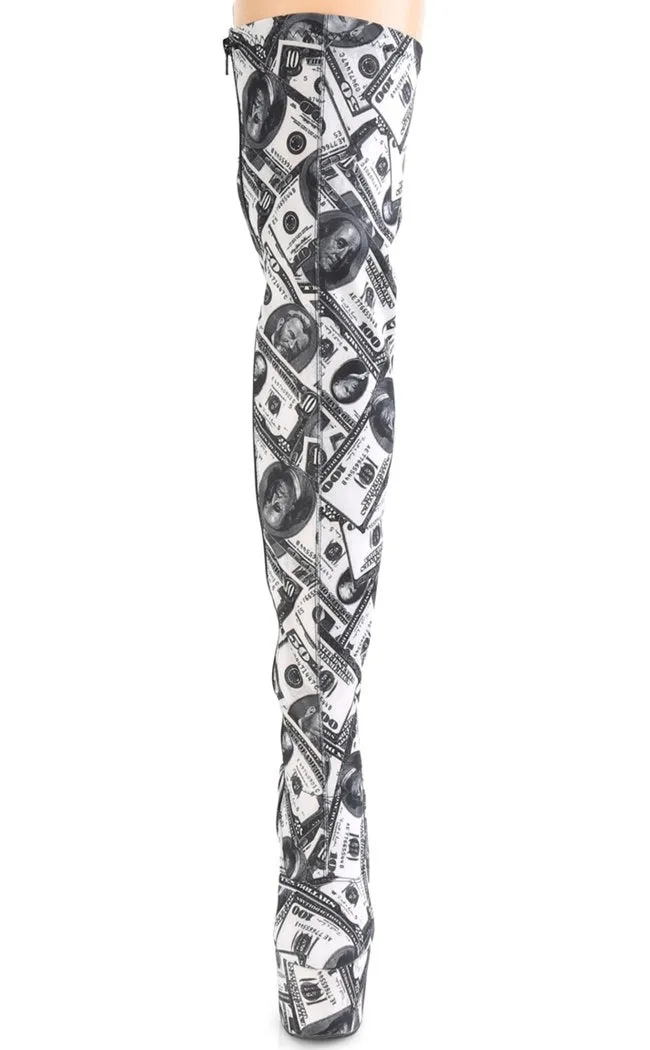 ADORE-3000DP Money Print Thigh High Boots