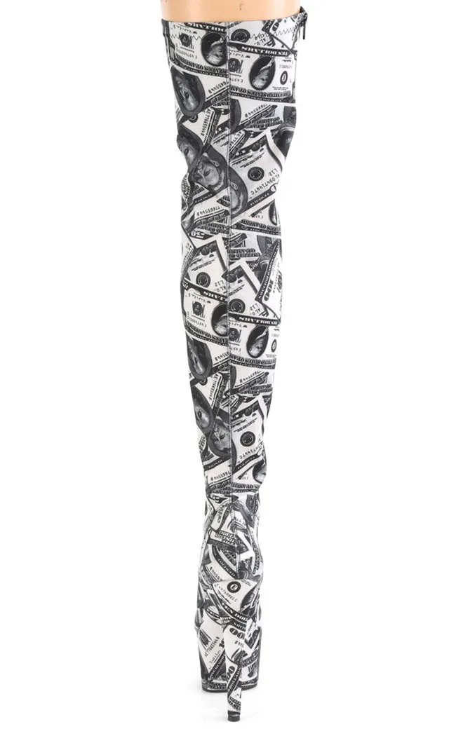 ADORE-3000DP Money Print Thigh High Boots