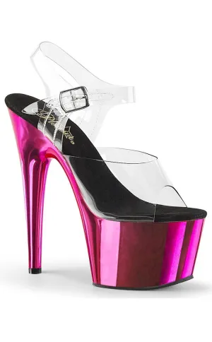 ADORE-708 Clear & Hot Pink Chrome Platform Heels