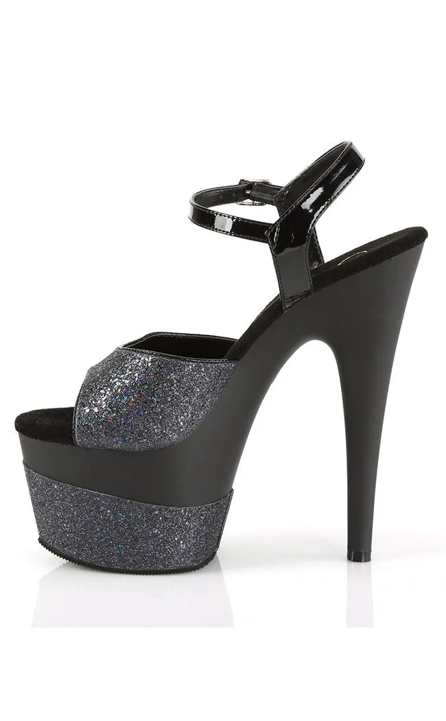 ADORE-709-2G Black Glitter Heels