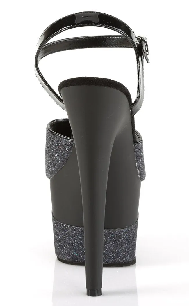 ADORE-709-2G Black Glitter Heels