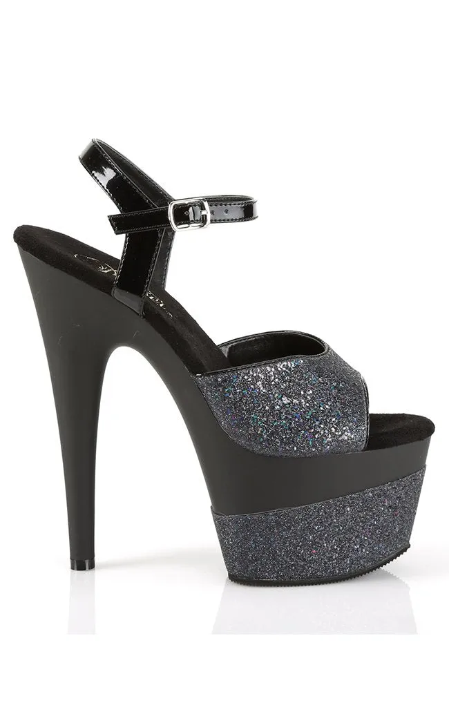 ADORE-709-2G Black Glitter Heels