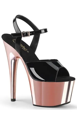 ADORE-709 Black Patent & Rose Gold Heels