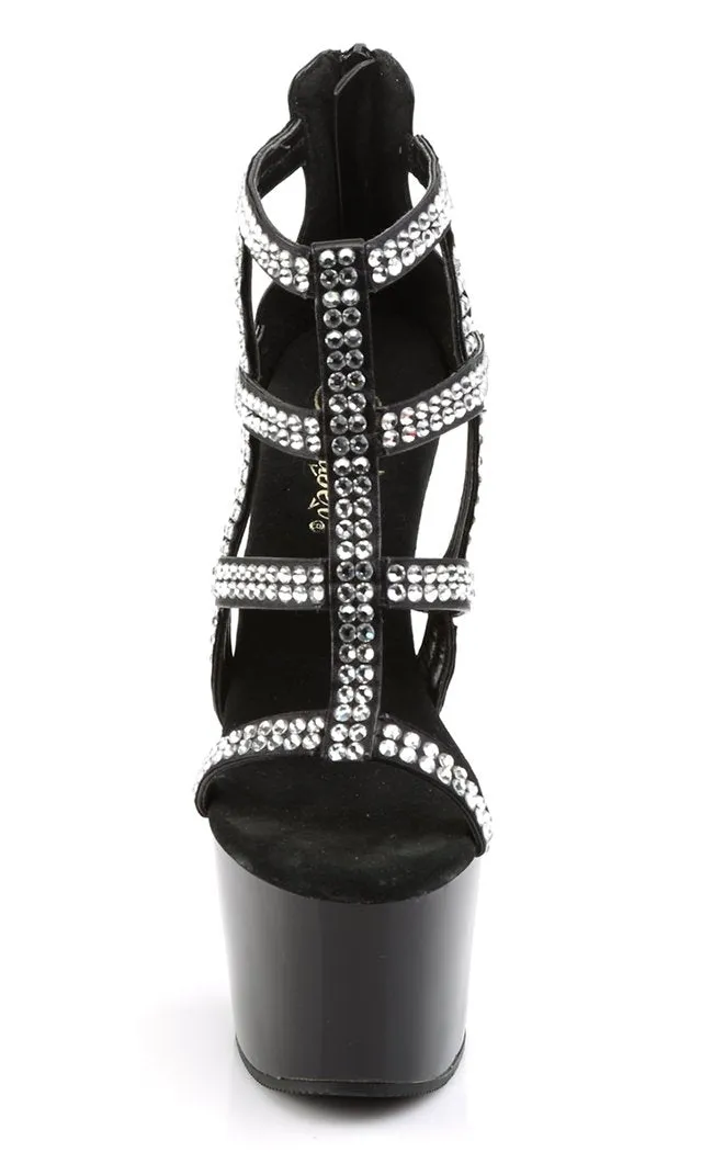 ADORE-798 Black & Rhinestone Strappy Heels