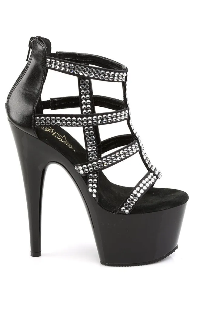 ADORE-798 Black & Rhinestone Strappy Heels