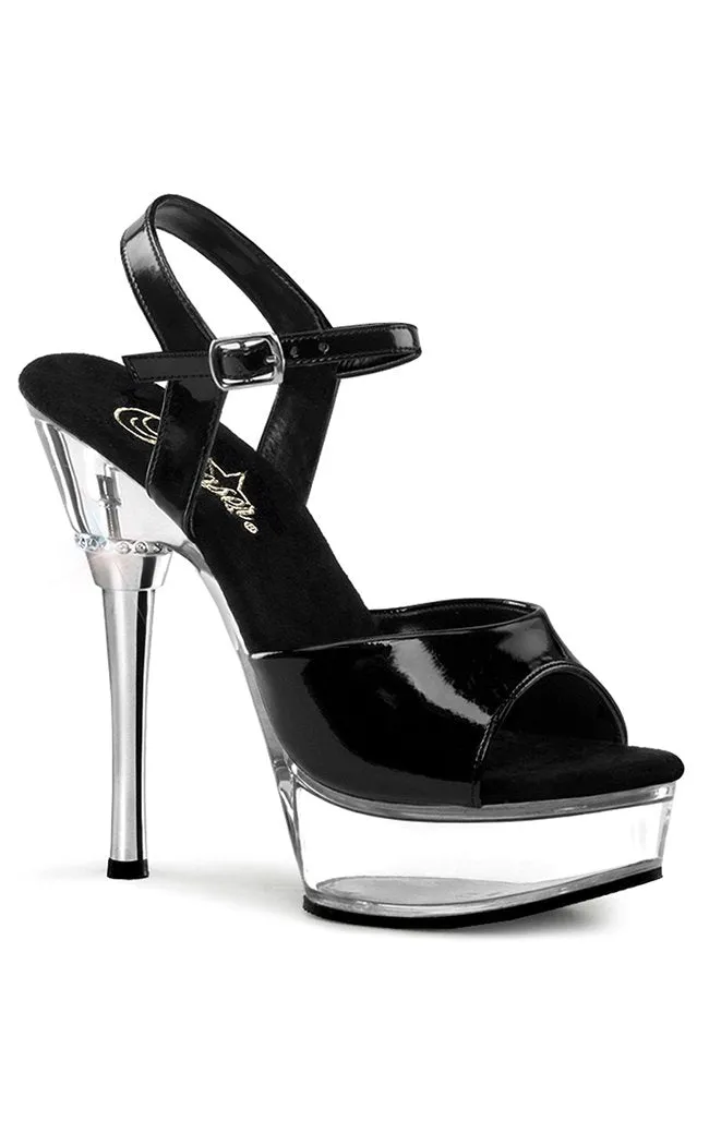 ALLURE-609 Black Patent & Clear Heels