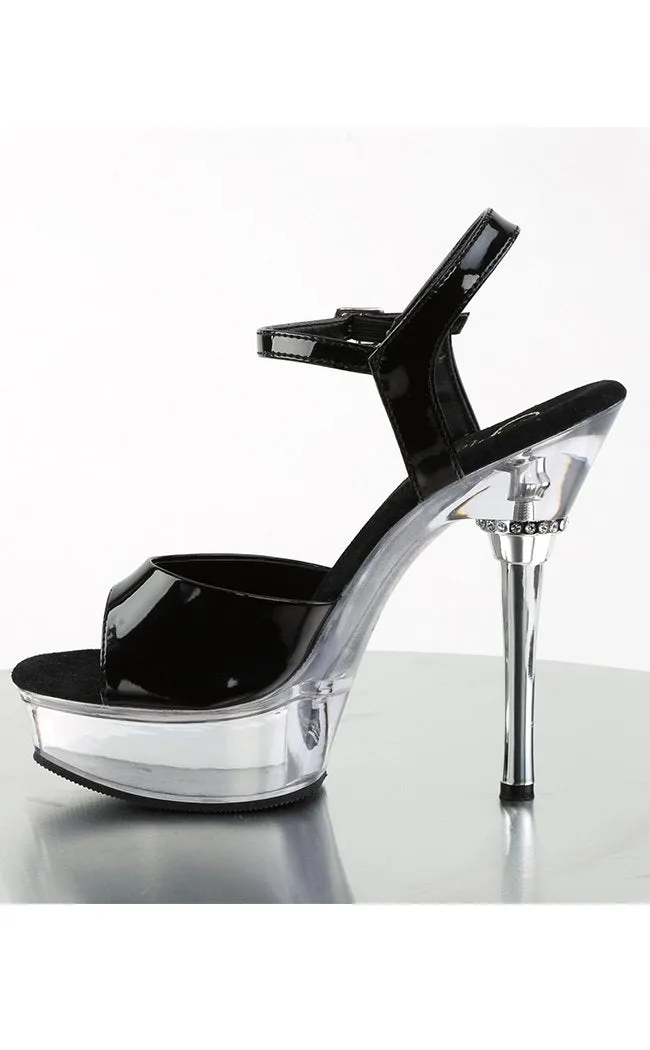 ALLURE-609 Black Patent & Clear Heels