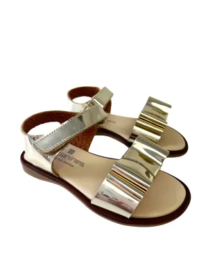 Andanines Girls Gold Bow Sandals