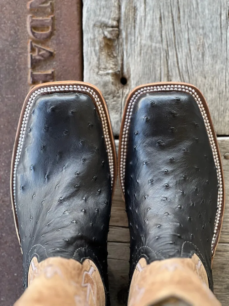 Anderson Bean | Black Full Quill Ostrich Boot