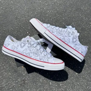 Animal Skull White Low Top Converse - Custom Converse Shoes