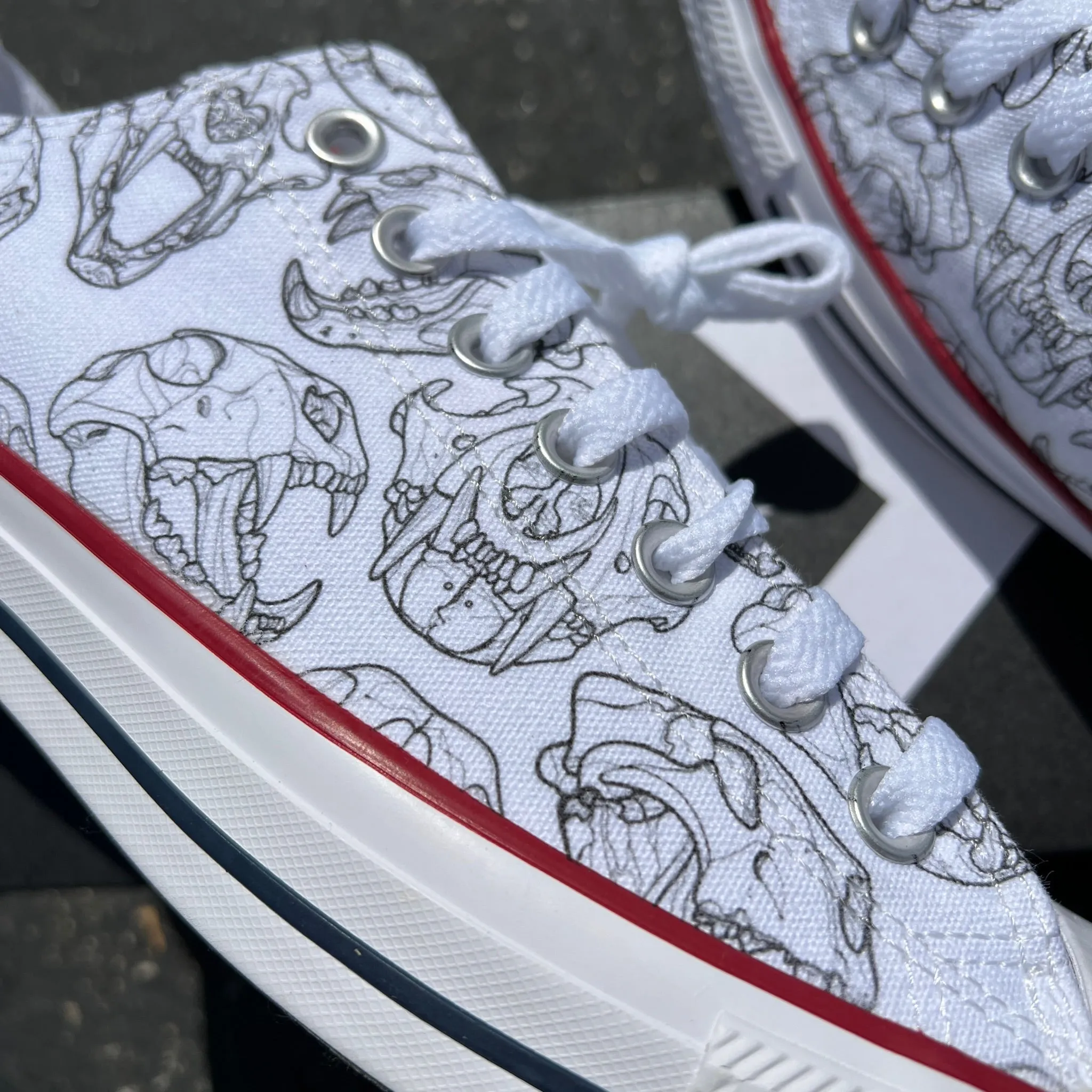 Animal Skull White Low Top Converse - Custom Converse Shoes