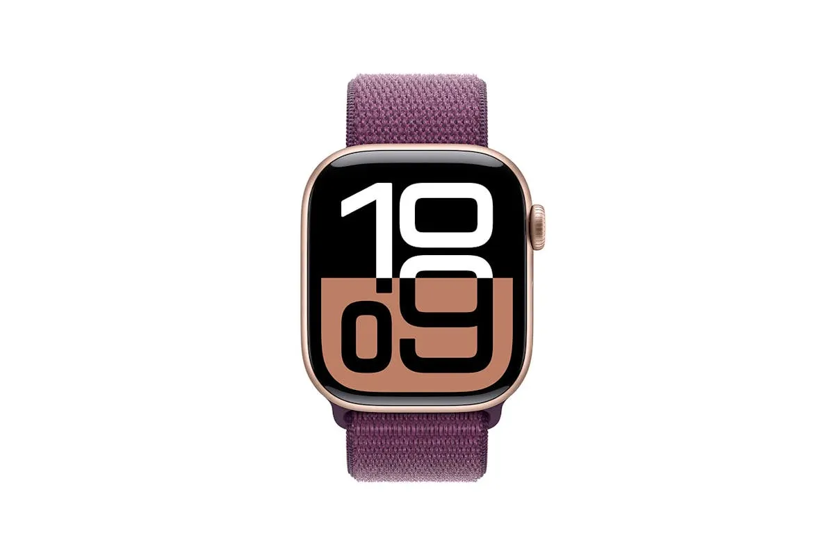 Apple Watch Series 10 | 46mm | Rose Gold Aluminium Case Plum Sport Loop