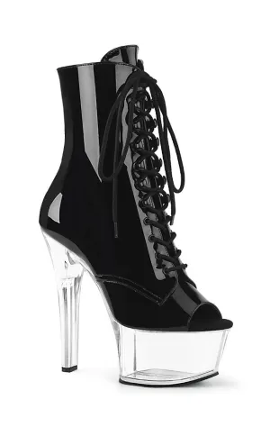 ASPIRE-1021 Black Patent & Clear Ankle Boots