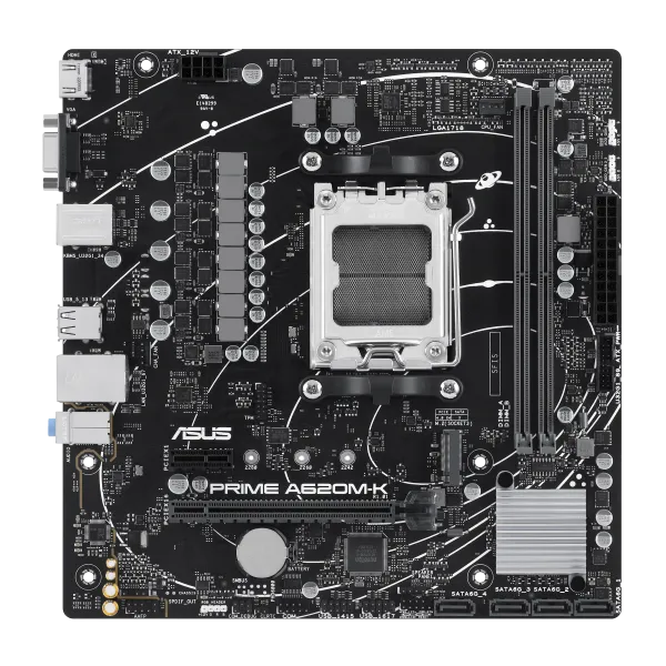 Asus Prime A620m-K - Motherboard - Micro Atx - Socket Am5 - Amd A620 Chipset - Usb 3.2 Gen 1 - Gigabit Lan - Onboard Gra