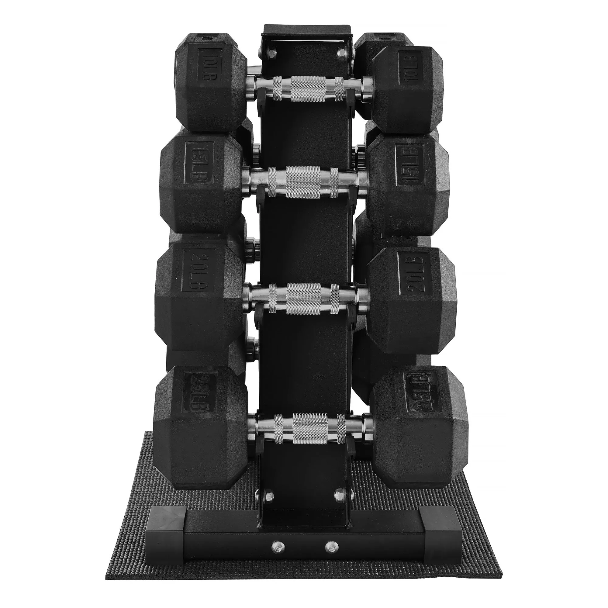 BalanceFrom Dumbbell Set with Stand, Rubber Encased Home Gym Hand Weights, 100lb