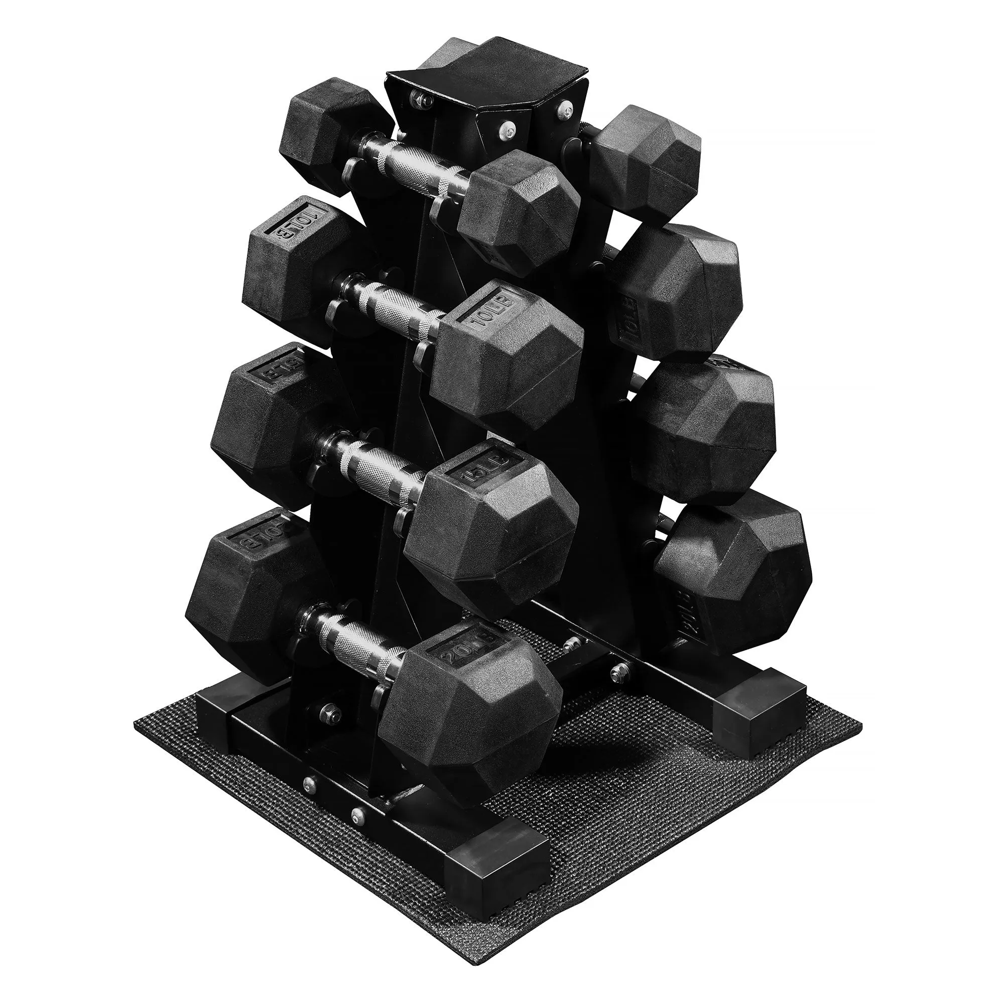 BalanceFrom Dumbbell Set with Stand, Rubber Encased Home Gym Hand Weights, 100lb