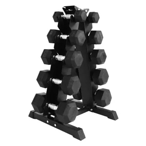 BalanceFrom Dumbbell Set with Stand, Rubber Encased Home Gym Hand Weights, 150lb