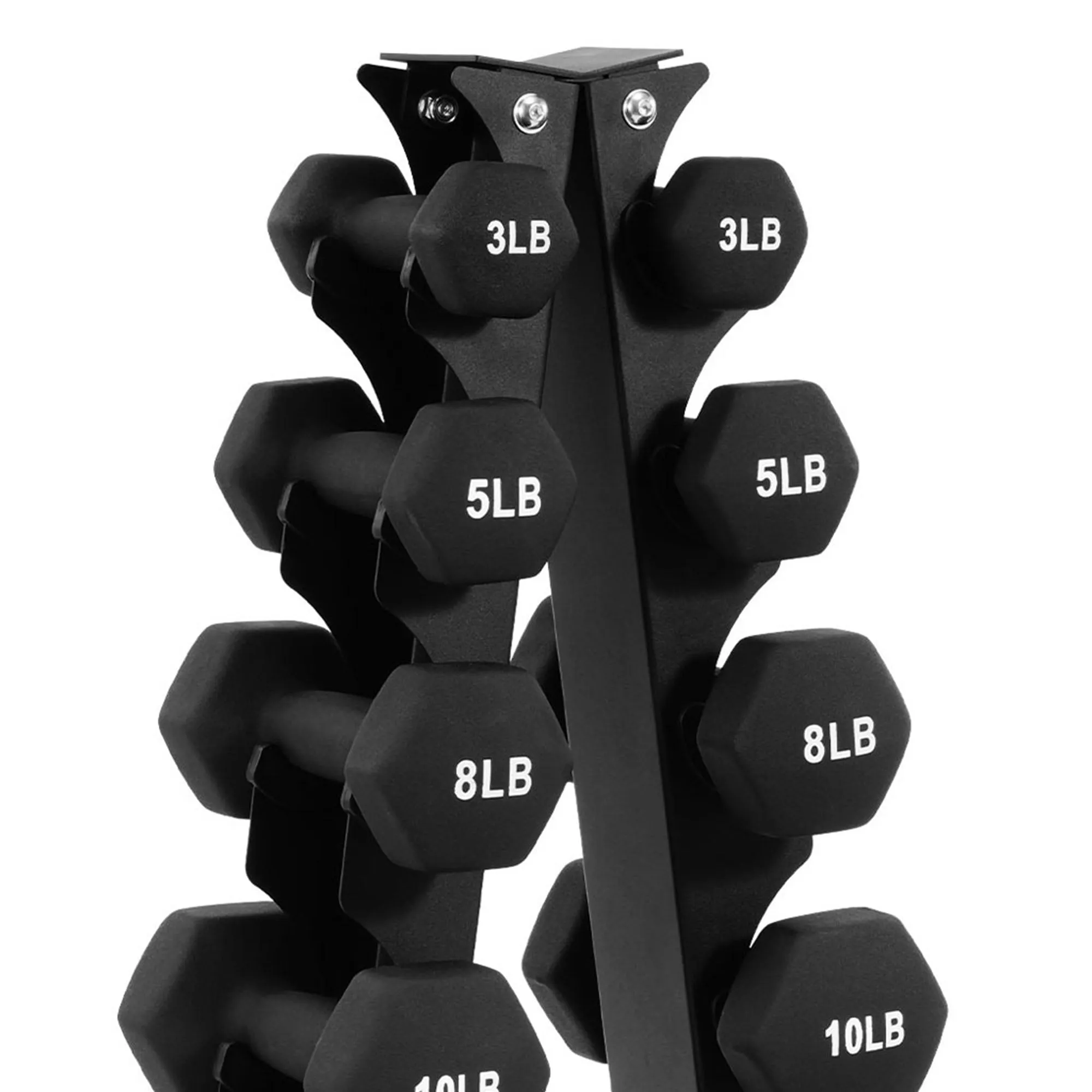 BalanceFrom Fitness 106 Pound Neoprene Coated Dumbbell Set with Stand, Black