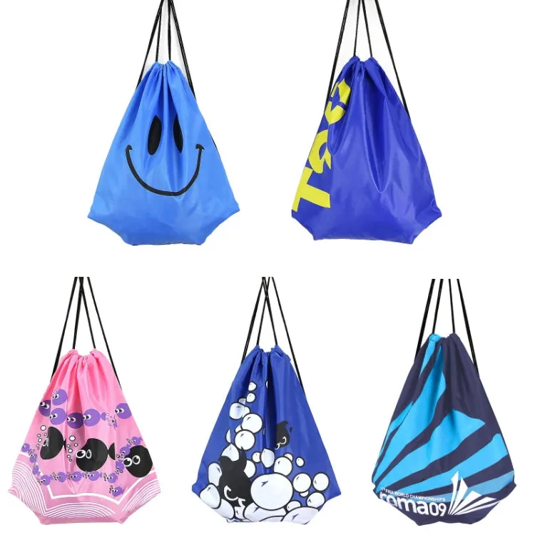 Beach Fitness Swimming Drawstring Waterproof Bag(Blue Smiley Face)