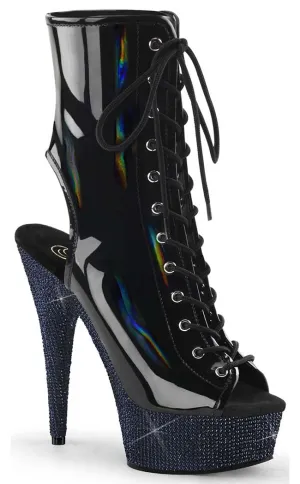 BEJEWELED-1016-6 Black Holo & Midnight Rhinestone Boots